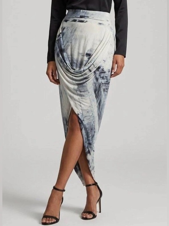 Helmut Lang Dresses & Skirts - Helmut Lang Tidal Print Asymmetrical Multicolor Maxi Jersey Skirt EUC Size Small